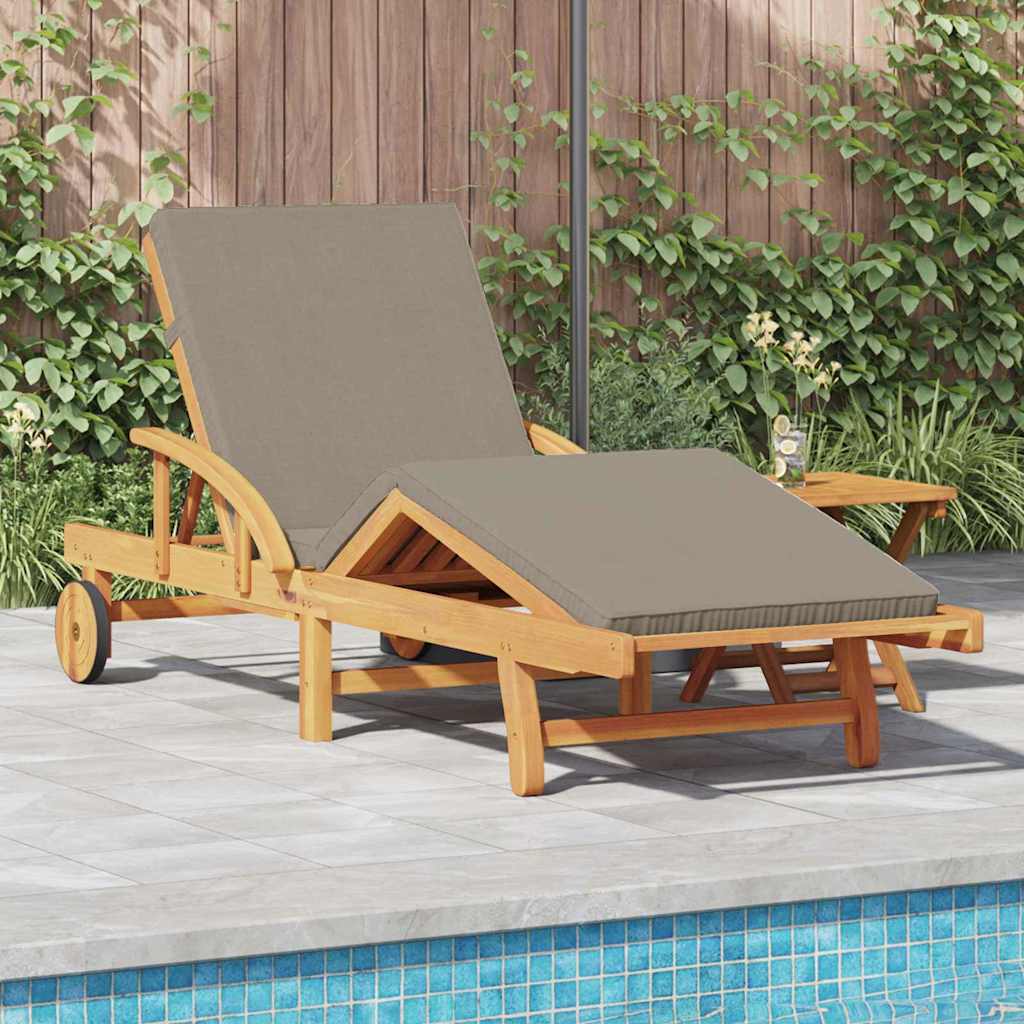 Sun Lounger Taupe 200 x 67 x 84 cm Solid Acacia Wood