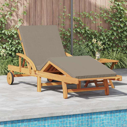 Sun Lounger Solid Acacia Wood Taupe