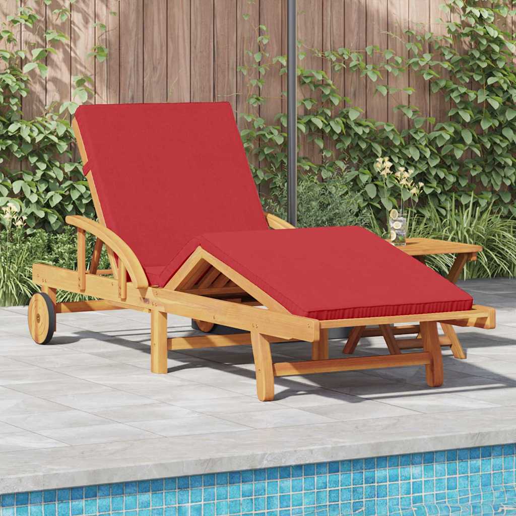 Sun Lounger Red 200 x 67 x 84 cm Solid Acacia Wood