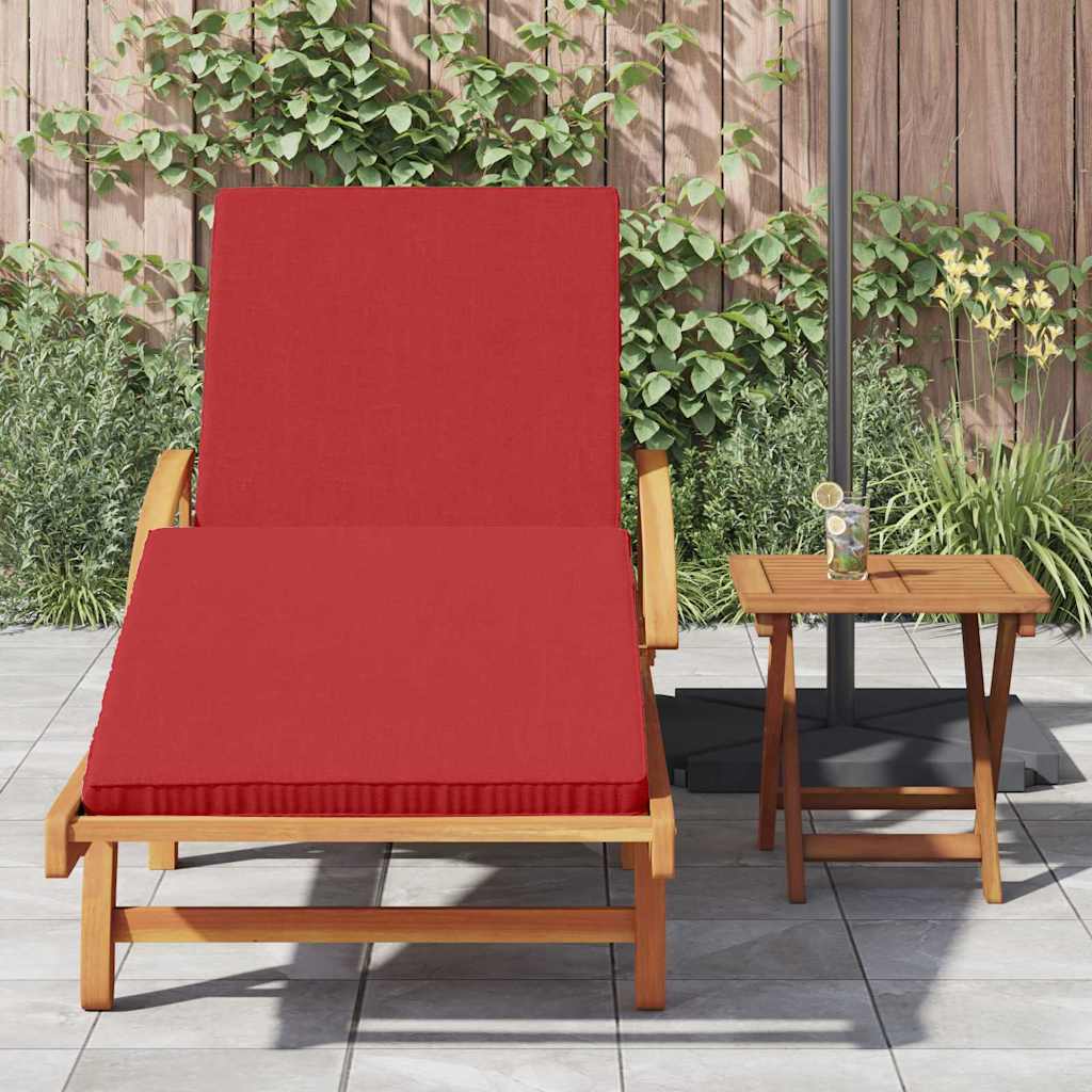 Sun Lounger Red 200 x 67 x 84 cm Solid Acacia Wood