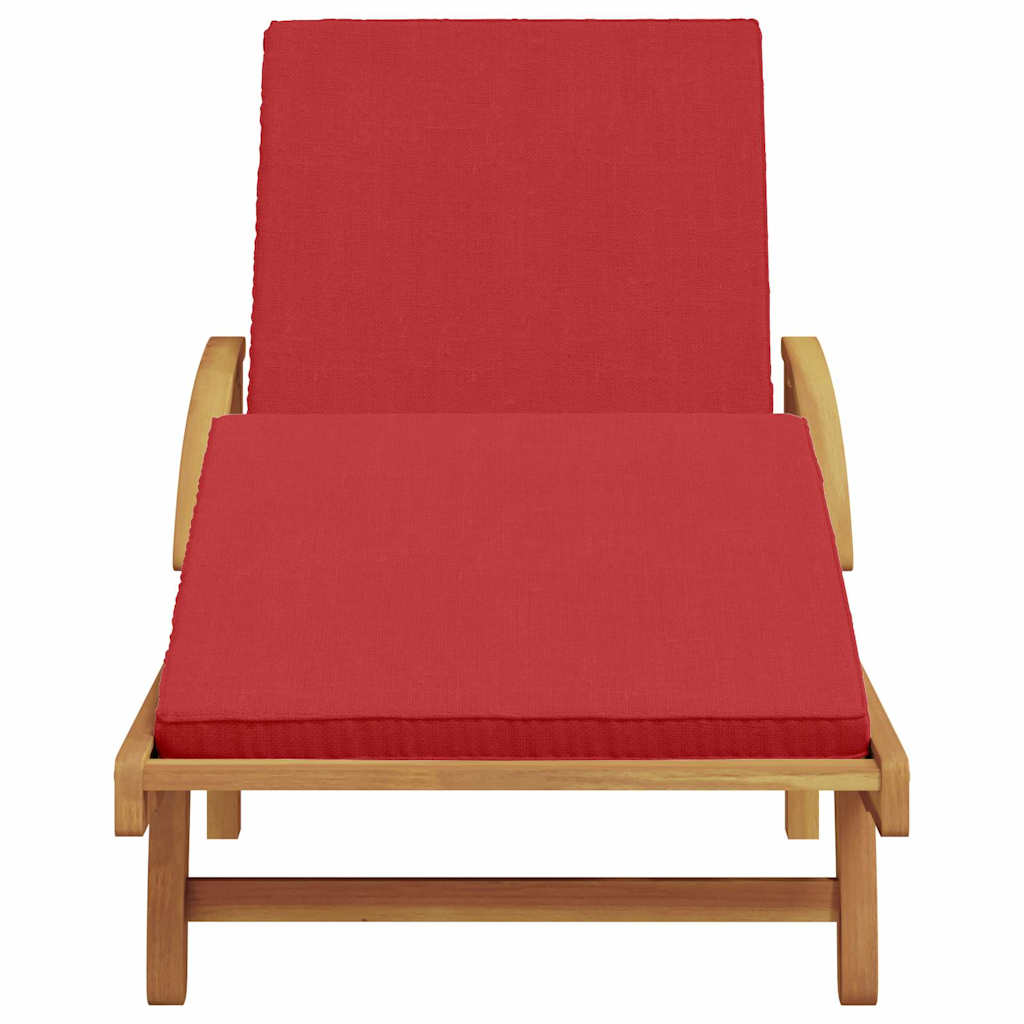 Sun Lounger Red 200 x 67 x 84 cm Solid Acacia Wood