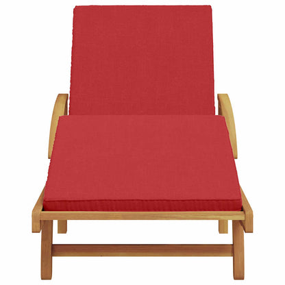 Sun Lounger Red 200 x 67 x 84 cm Solid Acacia Wood