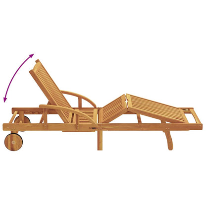Sun Lounger Red 200 x 67 x 84 cm Solid Acacia Wood