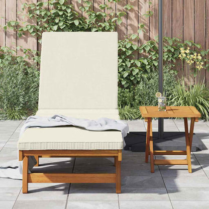 Sun Lounger Brown and Cream 199 x 63 x 85 cm Solid Acacia Wood
