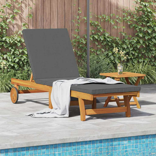 Sun Lounger Reclining Brown 199 x 63 x 85 cm Solid Acacia Wood