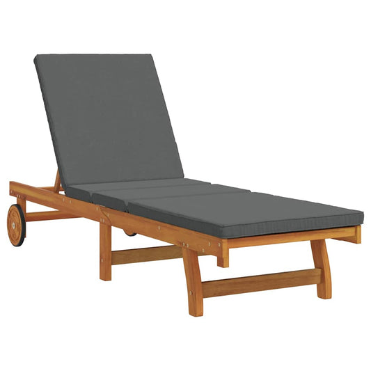 Sun Lounger Reclining Brown 199 x 63 x 85 cm Solid Acacia Wood