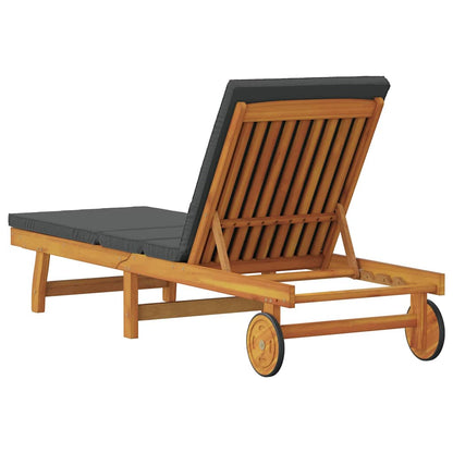 Sun Lounger Reclining Brown 63 x 199 x 85cm Solid Acacia wood