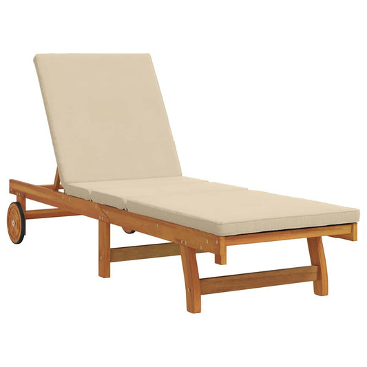 Sun Lounger Reclining Brown 199 x 63 x 85 cm Solid Acacia Wood