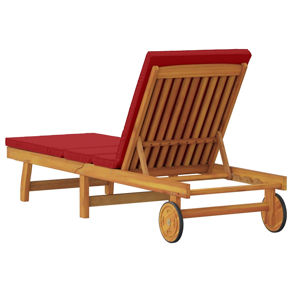 Sun Lounger Reclining Brown 199 x 63 x 85 cm Solid Acacia Wood