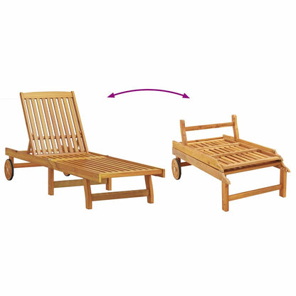Sun Lounger Reclining Brown 199 x 63 x 85 cm Solid Acacia Wood