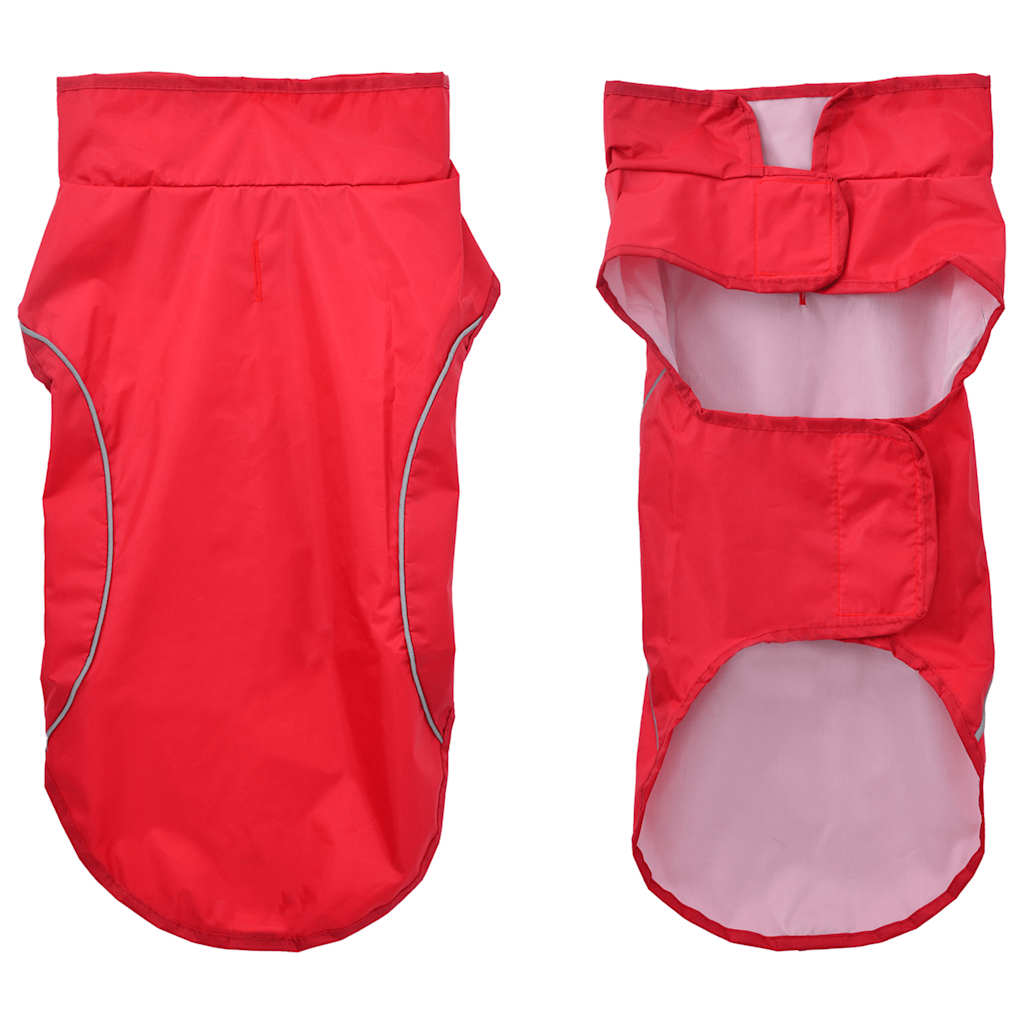 Dog Raincoat with Reflective Strips Polyester Red M