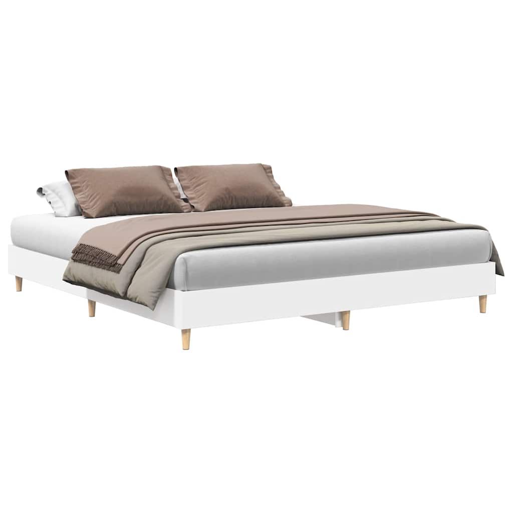 Bed Frame | White | Engineered Wood, Solid Eucalyptus Wood, Plywood