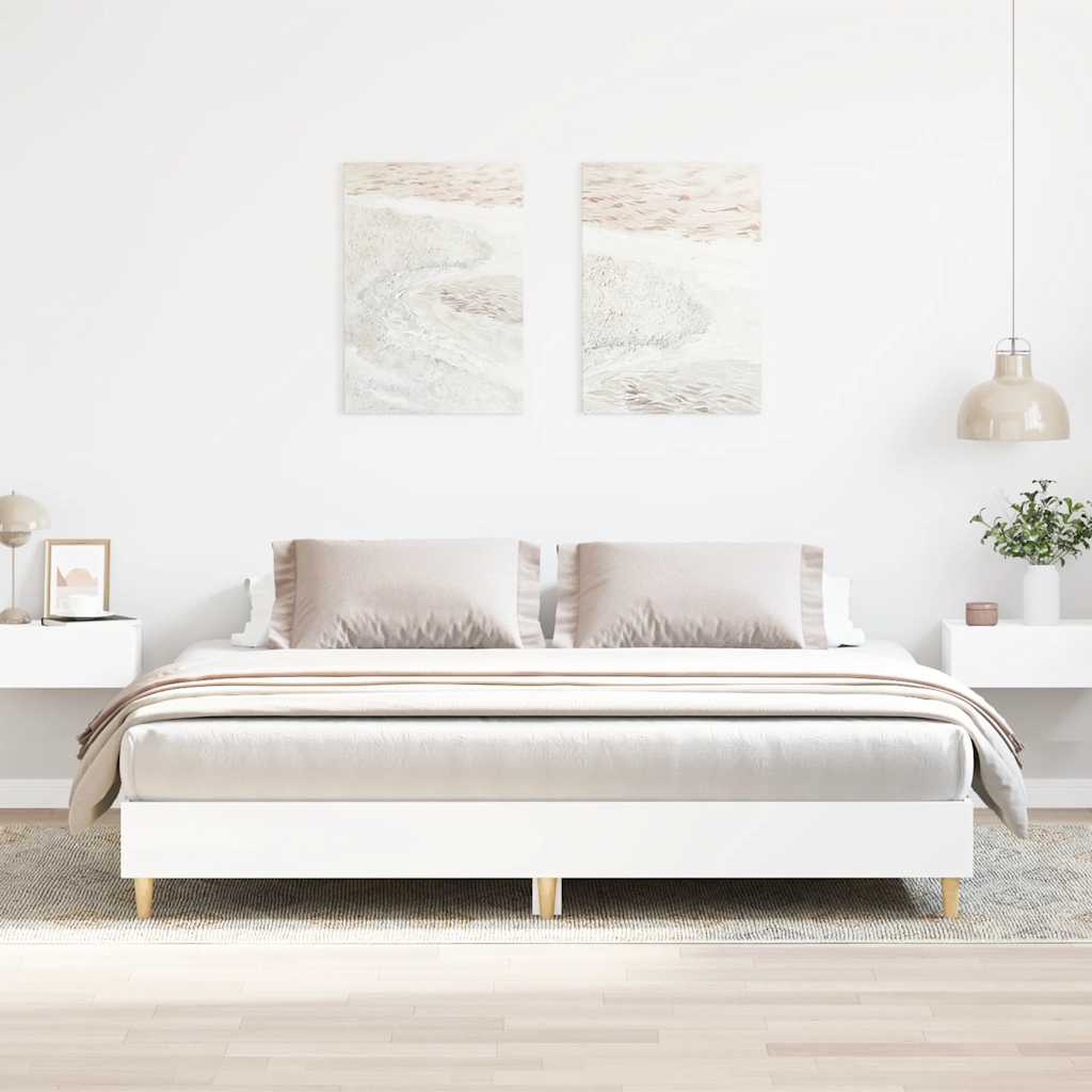 Bed Frame | White | Engineered Wood, Solid Eucalyptus Wood, Plywood
