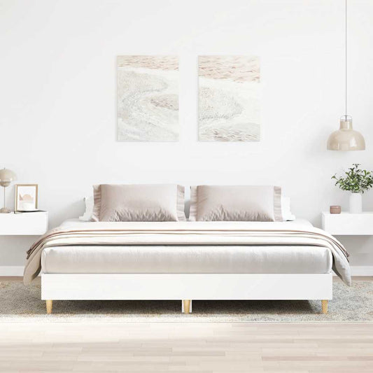 Bed Frame | White | Engineered Wood, Solid Eucalyptus Wood, Plywood