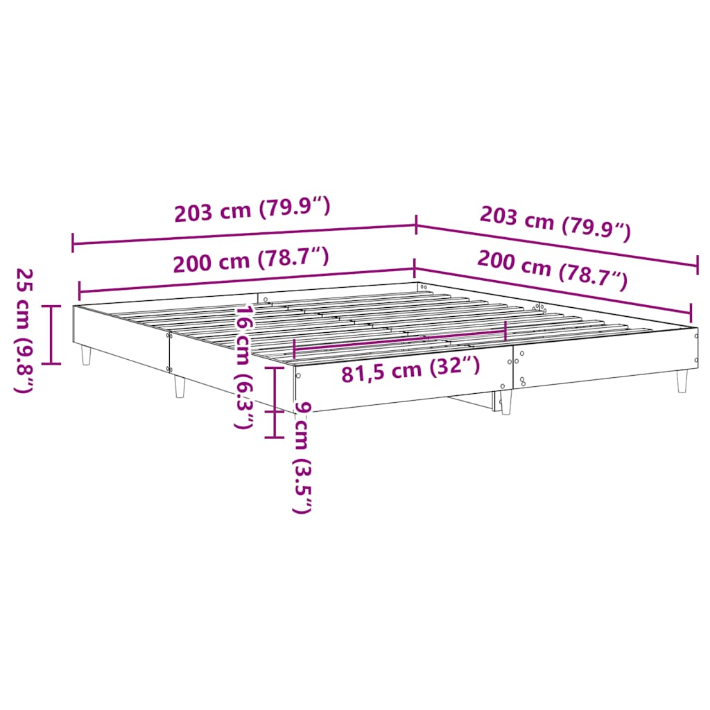 Bed Frame | Black | Engineered wood, solid eucalyptus wood, plywood