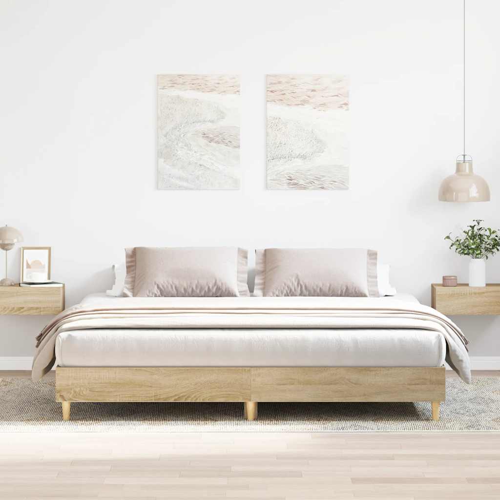 Bed Frame | Sonoma oak | Engineered wood, solid eucalyptus wood | Double