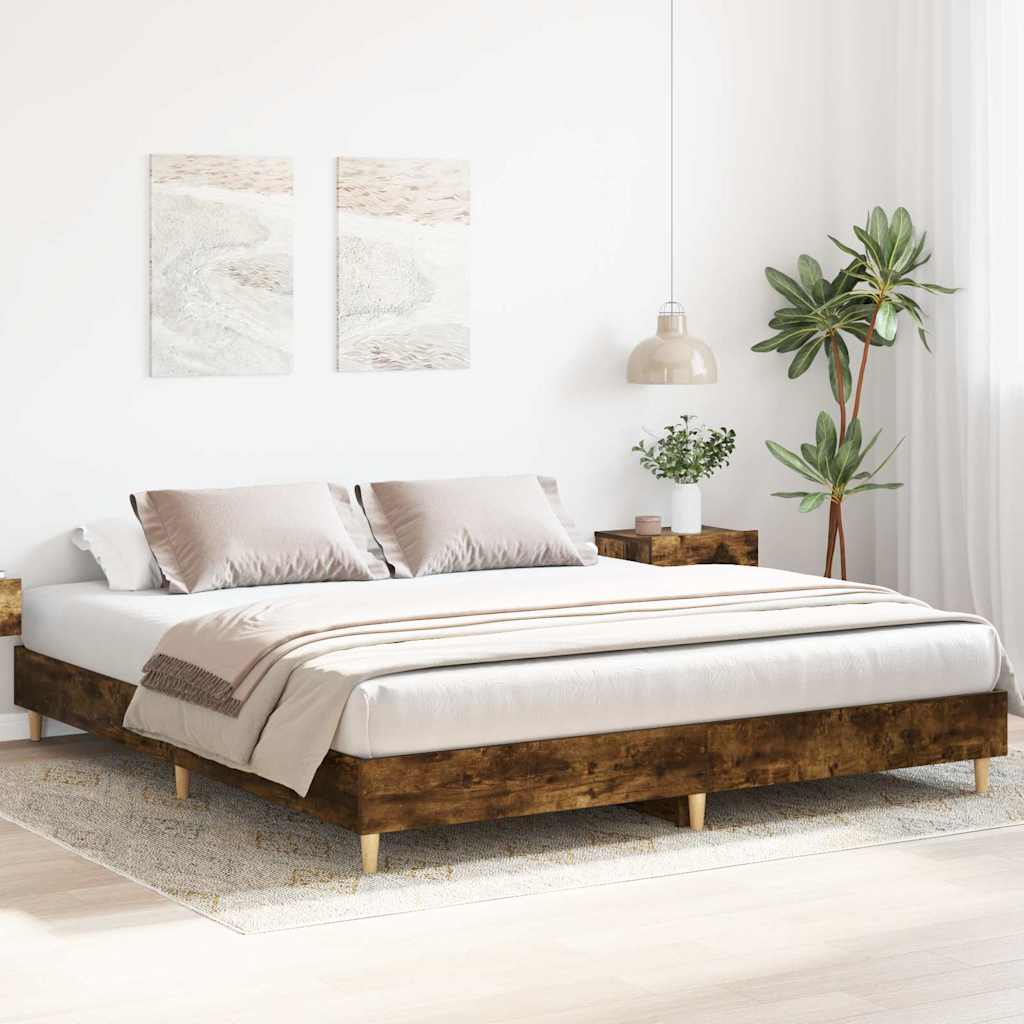 Bed Frame | Smoked Oak | Engineered wood | Large |  Durable  | Bed Frame