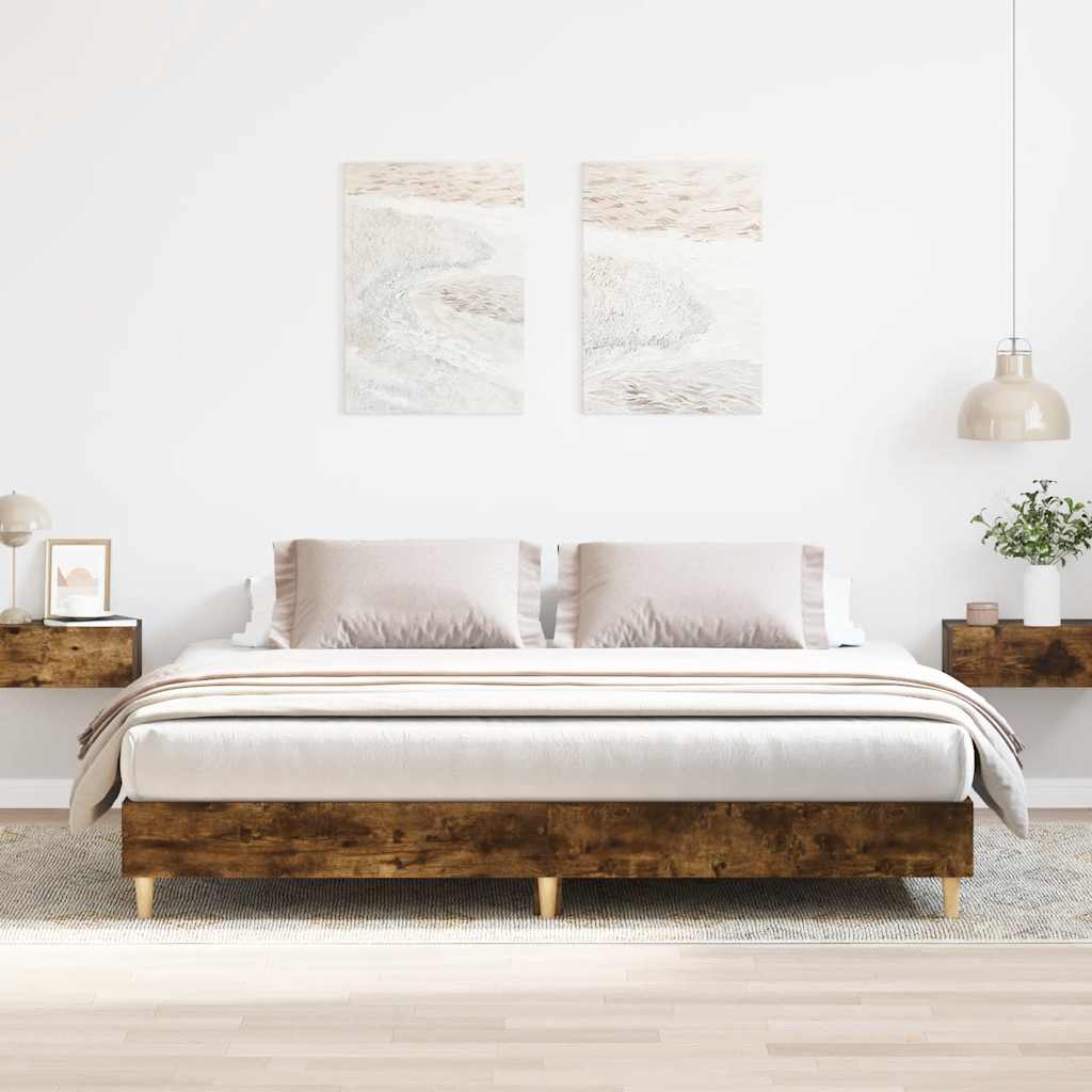 Bed Frame | Smoked Oak | Engineered wood | Large |  Durable  | Bed Frame