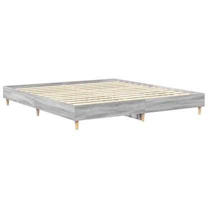 Bed Frame | Grey Sonoma | Engineered wood, Solid eucalyptus wood