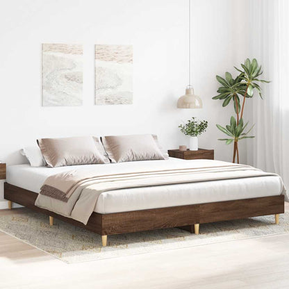 Bed Frame | Brown Oak | Engineered Wood, Solid Eucalyptus Wood | Double
