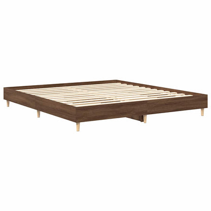 Bed Frame | Brown Oak | Engineered Wood, Solid Eucalyptus Wood | Double