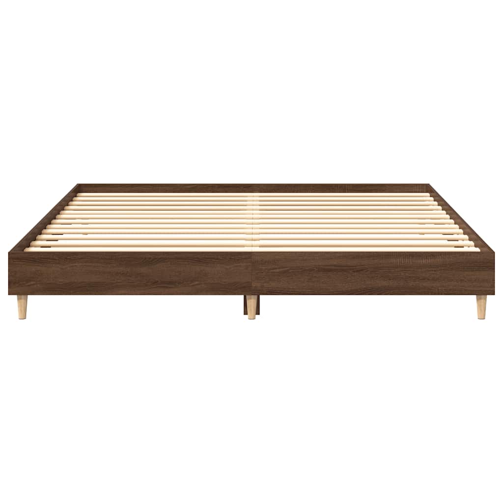 Bed Frame | Brown Oak | Engineered Wood, Solid Eucalyptus Wood | Double