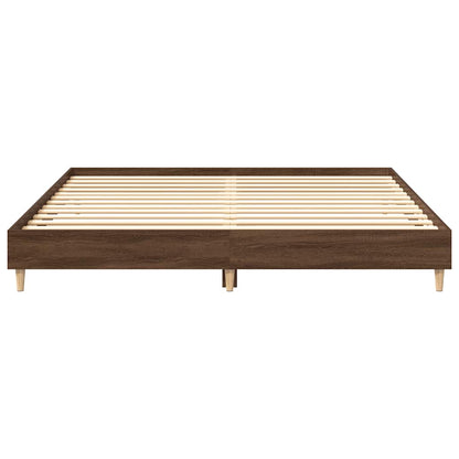 Bed Frame | Brown Oak | Engineered Wood, Solid Eucalyptus Wood | Double