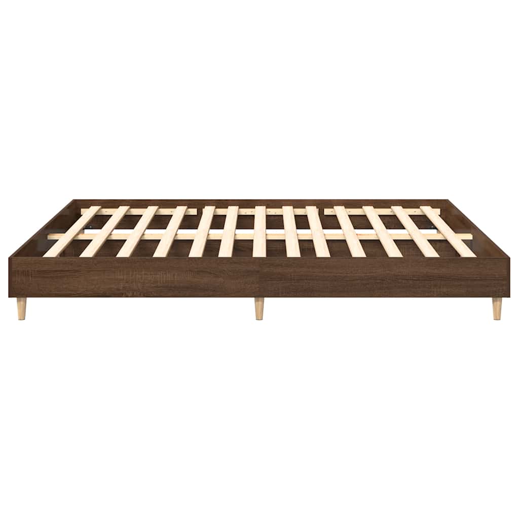 Bed Frame | Brown Oak | Engineered Wood, Solid Eucalyptus Wood | Double