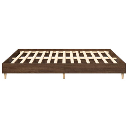Bed Frame | Brown Oak | Engineered Wood, Solid Eucalyptus Wood | Double