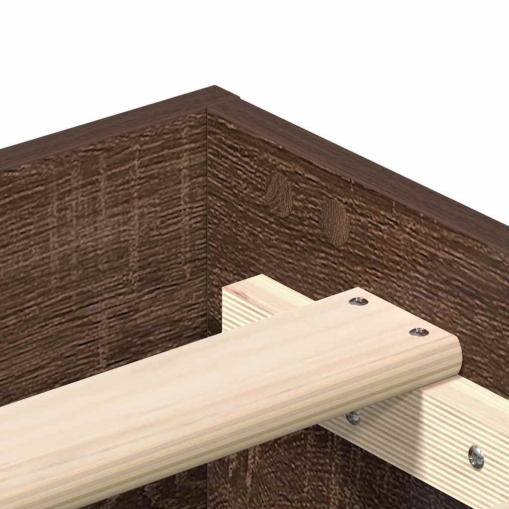 Bed Frame | Brown Oak | Engineered Wood, Solid Eucalyptus Wood | Double