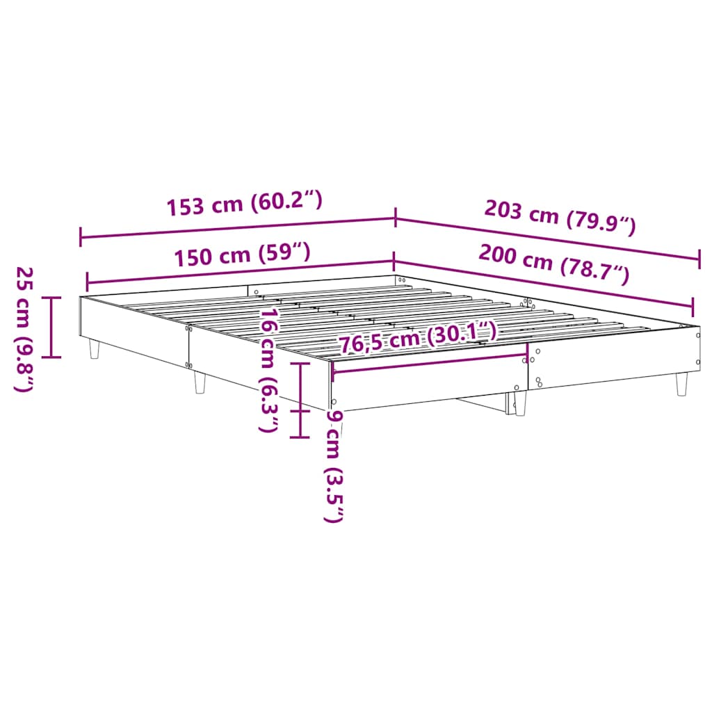Bed Frame | White | Engineered wood | King | Bed Frame | Rectangular