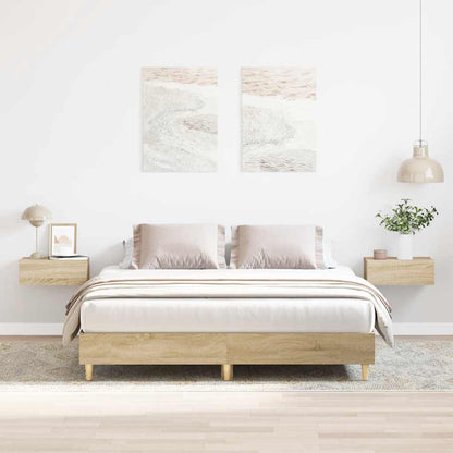 Bed Frame | Sonoma Oak | Engineered wood, Solid eucalyptus wood, Plywood