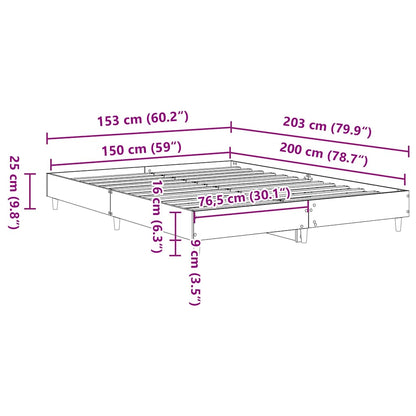 Bed Frame No Mattress Concrete Grey 150x200 cm King Size Engineered Wood