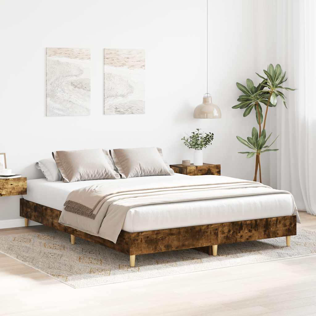 Bed Frame | Smoked oak | Engineered wood, Solid eucalyptus wood, Plywood