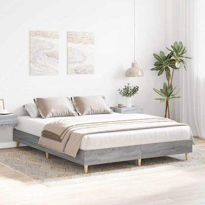 Bed Frame No Mattress Grey Sonoma 150x200 cm King Size Engineered Wood