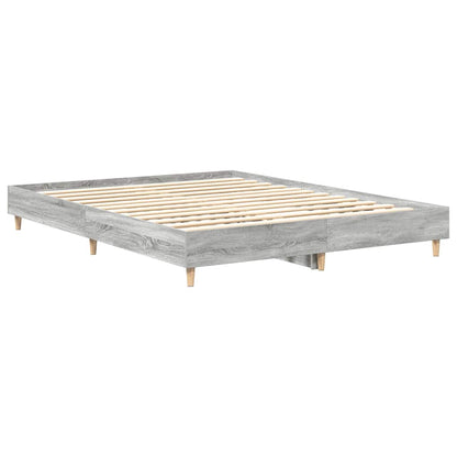 Bed Frame No Mattress Grey Sonoma 150x200 cm King Size Engineered Wood