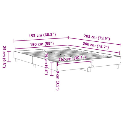 Bed Frame No Mattress Grey Sonoma 150x200 cm King Size Engineered Wood
