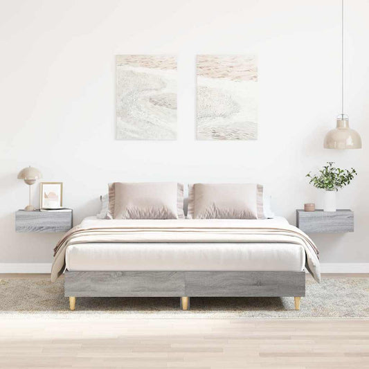 Bed Frame | Grey Sonoma | Engineered wood, Solid eucalyptus wood, Plywood