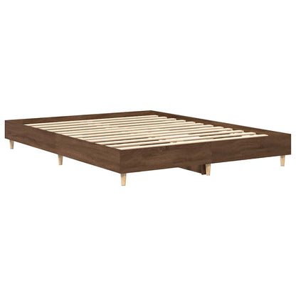 Bed Frame No Mattress Brown Oak 150x200 cm King Size Engineered Wood