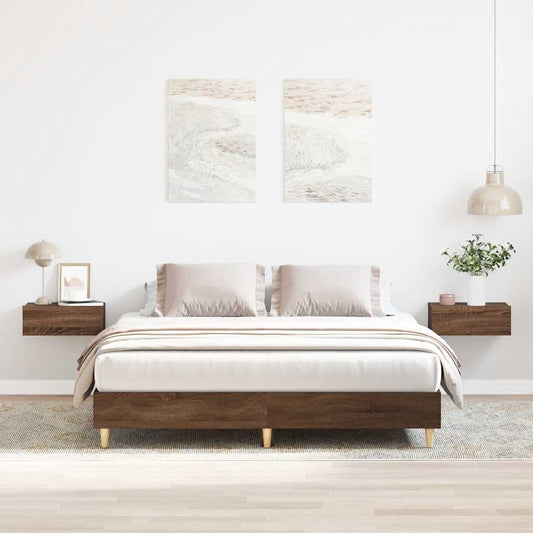 Bed Frame No Mattress Brown Oak 150x200 cm King Size Engineered Wood