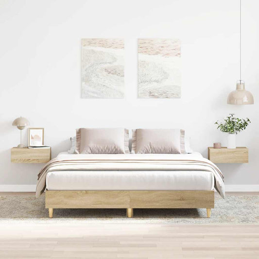 Bed Frame | Sonoma Oak | Engineered Wood | Double Bed | Rectangular
