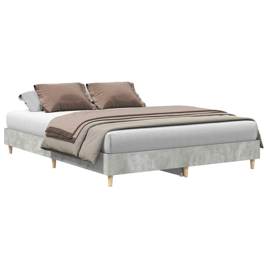 Bed Frame | Concrete Grey | Engineered Wood, Solid Eucalyptus Wood