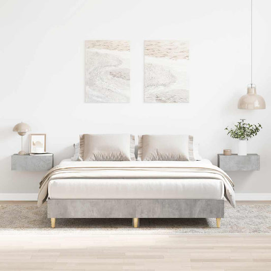 Bed Frame | Concrete Grey | Engineered Wood, Solid Eucalyptus Wood