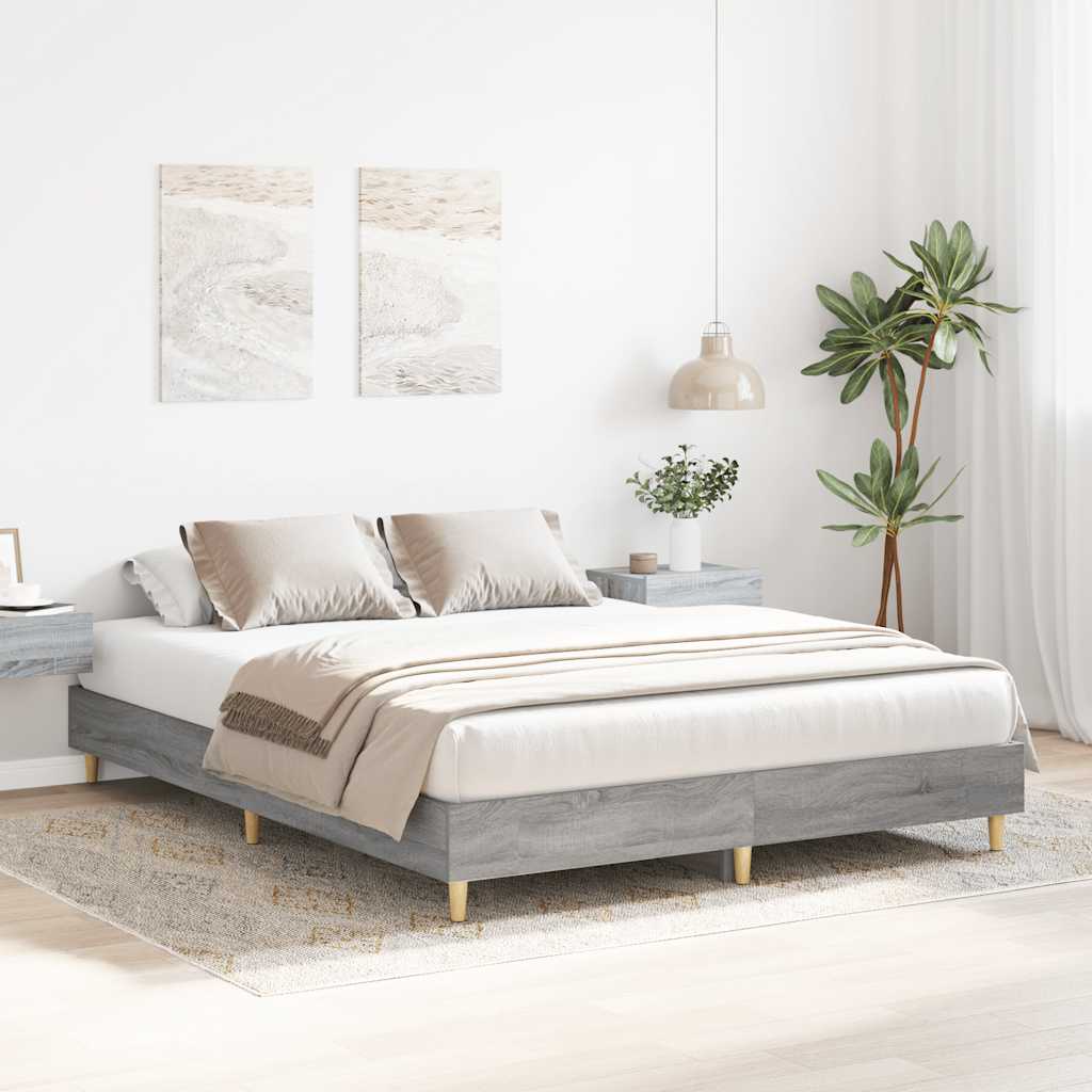 Bed Frame | Grey Sonoma | Engineered wood, solid eucalyptus wood