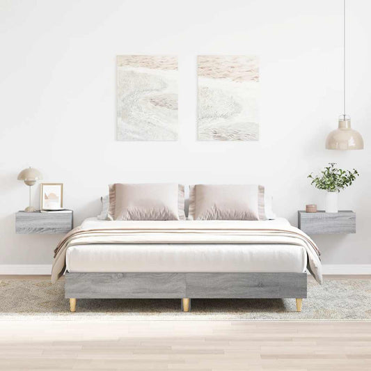 Bed Frame | Grey Sonoma | Engineered wood, solid eucalyptus wood