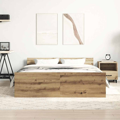 Bed Frame | Artisan Oak | Engineered wood, Solid pinewood | Double