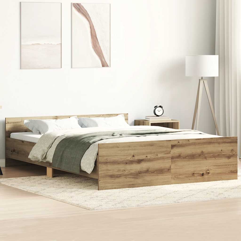 Bed Frame | Artisan Oak | Engineered wood, Solid pinewood | Double