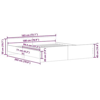 Bed Frame without Mattress Old Wood 180x200cm Engineered Wood