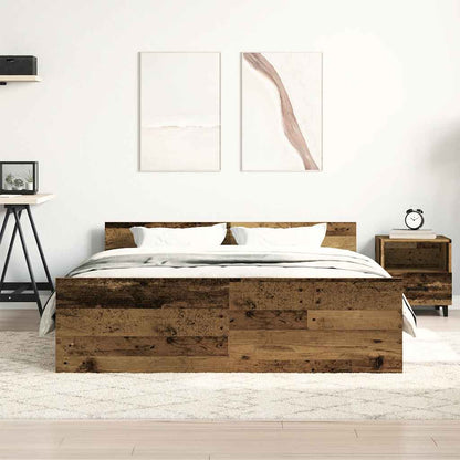 Bed Frame | Old wood | Engineered wood, solid pinewood, plywood | Double