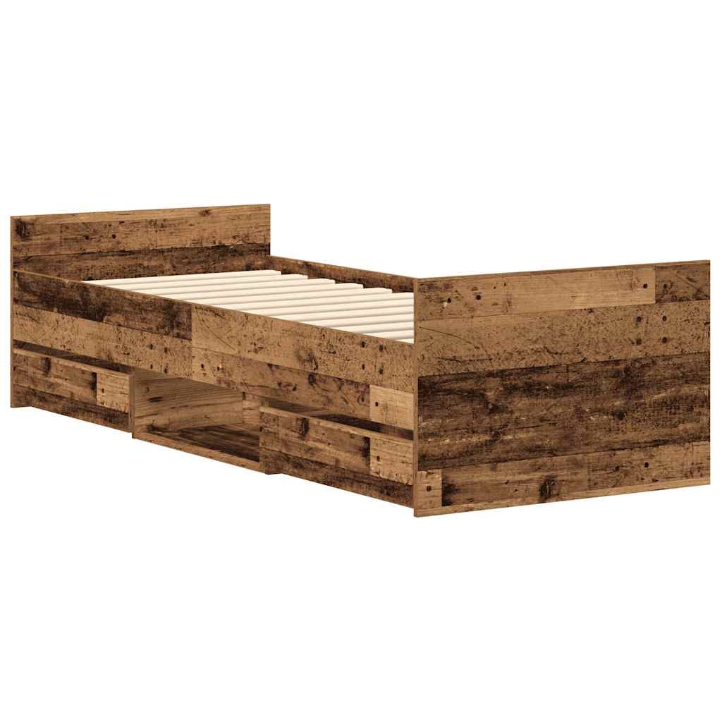 Bed Frame | Old wood | Engineered wood, solid pinewood, plywood | Single